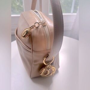 Christian Lady Dior Paris Cross Body Bag Leather adjustable strap Chain Charms